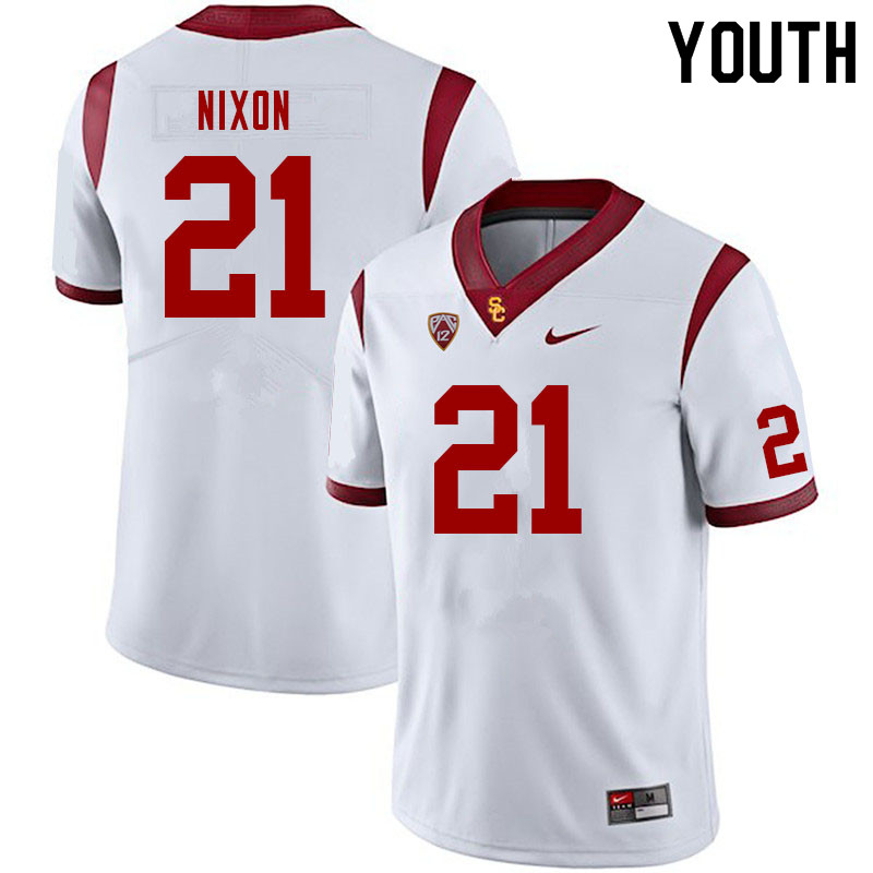 Youth #21 K.D. Nixon USC Trojans College Football Jerseys Sale-White - Click Image to Close
